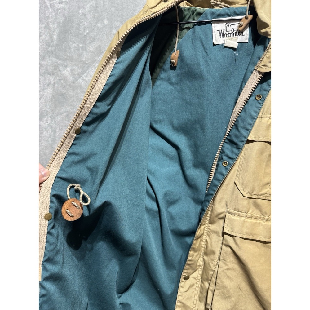 Woolrich Tan Utility Field Jacket Mens Medium Hooded Canvas Workwear USA - Picture 8 of 14